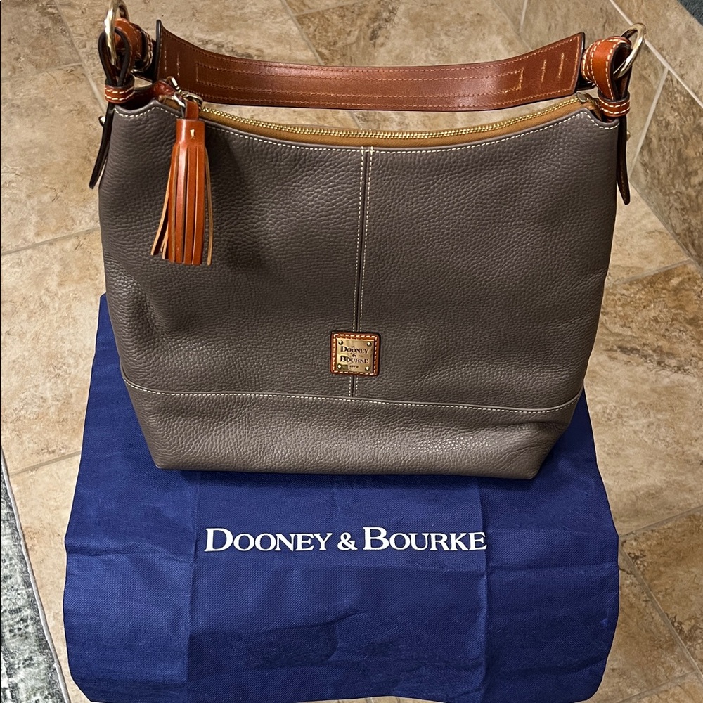 Dooney & Bourke Taupe Pebble Leather Satchel Bag